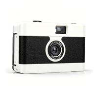 Sxhlseller Cámara de Película de 35 Mm Retro Vintage, Flash Incorporado, Cámara Reutilizable de 35 Mm para Entusiastas de la Fotografía, Enfoque Manual de Lente de 28 F/8, Velocidad de (White)