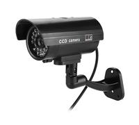 Sxhlseller Cámara de Seguridad Simulada con Luz LED Roja Intermitente, Monitor CCTV Realista para Uso Interior y Exterior, Vigilancia Falsa Alimentada por Batería, Carcasa Negra