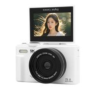 Sxhlseller Cámaras Digitales para Fotografía, Cámara de Vlogging de Enfoque Automático de 5k 75MP para Youtube, Pantalla de Flip de 3 Pulgadas 180 °, Cámara de Viaje WiFi Zoom de 18x, (64GB)