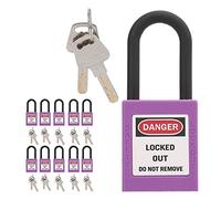 Sxhlseller - Candado de seguridad (10 unidades, aislado con asa de 38 mm) | Candado de bloqueo con cuerpo de nylon, para fábrica, sitio de construcción, hospital, químico