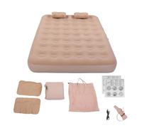 Sxhlseller Colchón Doble Autoinflable con Bomba | Cama Portátil Flocada Suave para Invitados, Camping, Uso en Viajes (Colchón autoinflable Doble con 2 Almohadas + 1)