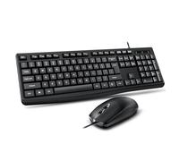 Sxhlseller Combo de Teclado y Mouse con Cable USB, Teclado Ergonómico de Tamaño Completo con Numérico, Mouse óptico de 1000 dpi, Juego de Computadora Plug and Play para Trabajo de (Black)