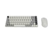 Sxhlseller Combo de Teclado y Mouse Inalámbricos, Teclado Ergonómico de Modo Dual Bluetooth 2.4G con Teclas Redondas Retro con Inclinación de 9 Grados para Wins para OS X para Android