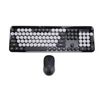 Sxhlseller Combo de Teclado y Mouse Inalámbricos Vintage |2.4G Plug & Play con 12 Teclas de Acceso Rápido Multimedia, Ratón Silencioso y Diseño de Máquina de Escribir Retro, Diseño de 104 (Black)