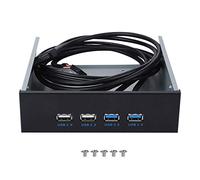 Sxhlseller Concentrador de Panel Frontal USB 3.0, 5.25 Pulgadas 19 Pines / 9 Pines a USB 3.0 USB 2.0 Bahía de Unidad óptica de Metal de 4 Puertos para Windows, XP, Vista, Windows 7 de 32 Y 64 bits