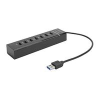 Sxhlseller Concentrador USB 3.0, Divisor de 7 Puertos con Indicador LED Azul de Alta Velocidad de 5 Gbps Compatible con Computadora Portátil, Surface Pro, PC, Unidad Flash, Disco Duro Móvil, Etc.