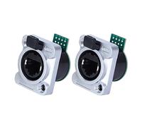 Sxhlseller Conector de Montaje en Panel PCB RJ45, Paquete de 2 Enchufes Ethernet Impermeables IP67 con Carcasa de Aleación de Zinc para Cables 24-26 AWG y Aplicaciones Industriales de Aviación