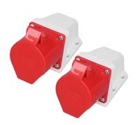 Sxhlseller Conector Industrial de 5 Pines, 32 A, Trifásico, Montado en Superficie, 220-415 V, IP44, Enchufe de Alimentación Impermeable para Talleres y Aplicaciones Al Aire Libre, Juego de 2 Unidades