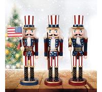 Sxhlseller Decoración Navideña, Figura de Cuento de Hadas de 25CM, Adorno Artesanal de Madera, Mesa Temática de Bandera Americana, Regalo de Escritorio (Bandera)