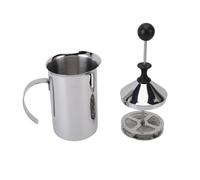 Sxhlseller Espumador de Leche Manual 600ml Acero Inoxidable |Máquina para Hacer Espuma con Bomba Manual para Capuchino Latte con Filtro de Malla Doble, Ergonómico, Espuma Cremosa Fácil de Limpiar