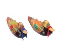 Sxhlseller Figura de Patos Mandarines de Madera, 1 par de Estatuas Coloridas de Pájaros Mandarines de Amor para Adornos de Boda, Escultura Decorativa Hecha a Mano de Patos Feng Shui
