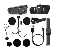 Sxhlseller Intercomunicador Bluetooth para Motocicleta, Intercomunicador de Radio de 10 KM con Interruptor Inalámbrico de Pulsar para Hablar, Reducción de Ruido, Resistente Al Agua, para