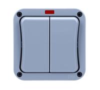 Sxhlseller Interruptor Montado en Superficie de 2 Unidades, Resistente Al Agua IP66 para la Construcción | Interruptor de Alimentación de Alta Resistencia de 20 A con Luz Indicadora Transparente