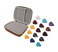 Sxhlseller Juego de Bolsa para Púas de Guitarra, Estuche de Almacenamiento Resistente Al Agua y a los Golpes de Gran Espacio para Púas de Guitarra para Viajeros, Tela EVA (Brown)
