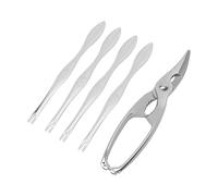 Sxhlseller Juego de Herramientas para Galletas de Cangrejo de Acero Inoxidable, Galleta de Conchas de Mariscos con 4 Tenedores de Cangrejo de Doble Punta, Utensilios para Comer Langosta con Caja de