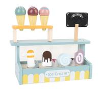 Sxhlseller Juego de Juguetes de Helado de Madera con Estante de Exhibición de Madera de Haya, Tienda de Juegos de Simulación Interactiva para Niños Que Desarrollan Habilidades y Coordinación Ojo-Mano