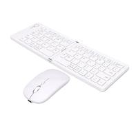 Sxhlseller Juego de Teclado y Ratón Plegables con Bluetooth y Soporte de Viaje (White)
