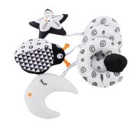 Sxhlseller Juguete de Sonajeros de Animales Blancos y Negros de Alto Contraste para Móvil de Cuna |Juguete Sensorial de Felpa Colgante Portátil para Viaje en Cochecito de Recién Nacido
