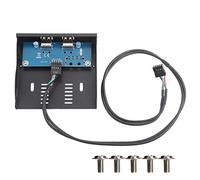 Sxhlseller Kingwin Hub USB de Panel Frontal, 3.5 Pulgadas USB2.0 2 Puertos 9 Pines Panel Frontal de Unidad de Disquete de Alambre de Cobre Estañado