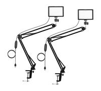 Sxhlseller Kit de Iluminación LED de Video para Escritorio, 2 Unidades, | Iluminación de videoconferencia, configuración de transmisión en vivo, soporte de luz para montaje en escritorio, 10