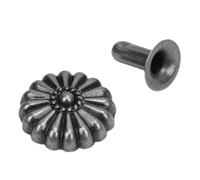 Sxhlseller Kit de Remaches de Metal, 50 Juegos |Casquillos de Margaritas de Plata Antigua, Base de Hierro de 11 Mm y 3x7 Mm para Ropa