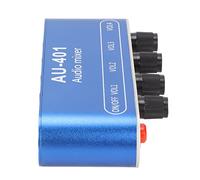 Sxhlseller Mezclador de Estéreo de 4 Canales, Amplificador Selector de Sonido 4 en 1 con Control Independiente de Volumen y Agudos de Graves, Conector de 3,5 Mm para PC, Teléfono, Computadora