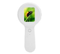 Sxhlseller Microscopio Digital, Portátil de Mano con Pantalla de 2,0 Pulgadas, Aumento de 200X, 16 Luces LED, Antivibración, para Aficionados a la Investigación Educativa (White)