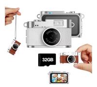 Sxhlseller Mini Llavero Cámara Digital con Tarjeta de 32 GB, Grabadora de Vídeo 2K FHD Cámara Pequeña de 2 MP con Pantalla a Color de 1,47 Pulgadas y Luz de Relleno LED, Cámaras Pequeñas (White)