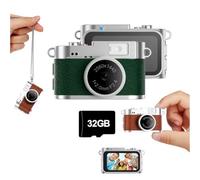 Sxhlseller Mini Llavero Cámara Digital con Tarjeta de 32 GB, Grabadora de Vídeo 2K FHD Cámara Pequeña de 2 MP con Pantalla a Color de 1,47 Pulgadas y Luz de Relleno LED, Cámaras Pequeñas (Green)