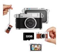Sxhlseller Mini Llavero Cámara Digital con Tarjeta de 32 GB, Grabadora de Vídeo 2K FHD Cámara Pequeña de 2 MP con Pantalla a Color de 1,47 Pulgadas y Luz de Relleno LED, Cámaras Pequeñas (Black)