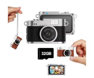 Sxhlseller Mini Llavero Cámara Digital con Tarjeta de 32 GB, Grabadora de Vídeo 2K FHD Cámara Pequeña de 2 MP con Pantalla a Color de 1,47 Pulgadas y Luz de Relleno LED, Cámaras Pequeñas (Black)