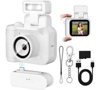 Sxhlseller Mini Llavero de Cámara Digital de 1.44 Pulgadas HD Pantalla, Grabadora de Videocámara de Video HD de 1080p con Tarjeta de 32 GB, Pequeña Cámara de Video de Foto Portátil para (White)