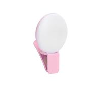 Sxhlseller Mini Luz de Relleno con Clip para Teléfono, Luz de Anillo para Selfies de PC ABS con Batería Recargable por USB de 120 MAh, Uso de Cámara Trasera con Clip, Carga de 1 a 2 Horas (Rosada)