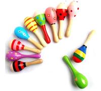 Sxhlseller Mini Maraca Colorida de Madera para Niños Pequeños, Desarrollo de la Coordinación Mano-ojo, Juguete Sonajero de Percusión de Madera Maciza Seguro para Bebés de 0 a 3 Años Al Aire Libre