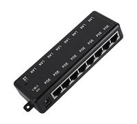 Sxhlseller Módulo Inyector PoE Pasivo de 8 Puertos, Adaptador de Alimentación a Través de Ethernet CC 12 V-48 V para Cámaras IP, Datos Ethernet y Fuente de Alimentación para IEEE 802.3af en Estándar