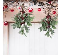 Sxhlseller Muérdago Colgante Construcción Duradera Estilo Llamativo para Tema de Festival para Oficina Centro Comercial Plástico Rojo 4X (#3)