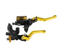 Sxhlseller Palancas de Embrague de Freno de Motocicleta Naranja CNC |Depósito de Cilindro Maestro Universal de 7/8 Pulgadas para Manillares de 22 Mm Distancia de 6 Velocidades (GOLD)