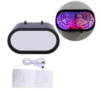 Sxhlseller Portallaves de Pared LED RGB para Coche y Garaje, Espejo de Doble Capa con Efecto de Reflejo Infinito y Luces Multicolor, Carga USB for Llaves Accesorios Pequeños