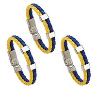 Sxhlseller Pulsera única con la Bandera de Ucrania, Pulsera de Cuero, Elegantes Recuerdos Ucranianos, Joyería para Hombres y Mujeres, Juego de 3, Bandas de Aleación PU+ de 22 Cm, Gran Idea para un