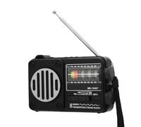 Sxhlseller Radio Am FM SW, Radio Bluetooth Portátil con Perilla Grande y Linterna, Tarjeta de Memoria de Soporte Recargable USB, para Emergencias en Acampar en Casa (Plata Pintada de Negro)