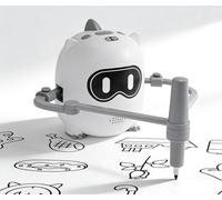 Sxhlseller Robot Dibujo, Juguete educativo interactivo con 100 cartas de palabras y 12 bolígrafos de color y 10 bolígrafos negros, ideal para fiestas de cumpleaños de niños y (White)