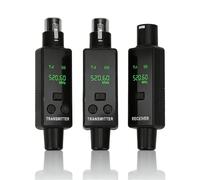 Sxhlseller Sistemas de Micrófono Inalámbrico de 2,4 GHz, Transmisor y Receptor XLR, Adaptador de Micrófono Inalámbrico Enchufable con 24 Bits 48 KHz, Recargable para Sistemas PA, Sonido en (1 por 2)