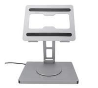 Sxhlseller Soporte de Estación de Acoplamiento para Portátiles de hasta 16 Pulgadas, Elevador de Aleación de Aluminio Plegable Ajustable Giratorio de 360° con Concentrador USB C 10 en 1, Carga PD de
