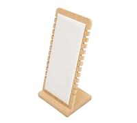 Sxhlseller Soporte de Exhibición de Collares de bambú con 12 Ranuras |Tenedor Vertical del Organizador de la Joyería del Panel Blanco de la PU para la Exhibición del Hogar o de la Tienda