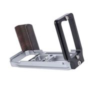 Sxhlseller Soporte en L Mecanizado por CNC para Cámara DF |Empuñadura de Liberación Rápida, de Madera Negra, Base de Aluminio con Orificio para Tornillo de 1/4 para Montaje en Trípode (Silver)