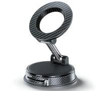 Sxhlseller Soporte Magnético para Teléfono de Coche Al Vacío, Ajustable a 360° con Refuerzo de Vacío de un Solo Toque, Soporte para Teléfono con Ventosa para Salpicadero de Coche, Azulejos (Black)