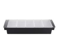 Sxhlseller Soporte para Condimentos de 3 Compartimentos con Tapa, Caja de Condimentos de Plástico de Grado Alimenticio para Frutas, Verduras, Granos de café, Salsa y Especias para Bares y Cocinas (5