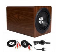 Sxhlseller Subwoofer Activo, Altavoz Activo de Graves Profundos de 6,5 Pulgadas y 100 W en Color Roble con Estructura Acústica de Refuerzo de Suelo para Cine en Casa (Enchufe de la UE)