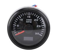 Sxhlseller Tacómetro Universal para Coche de 52 Mm 0-3000 RPM con Contador de Horas | Medidor de RPM Duradero para Camiones, Barcos y Coches | 9-32 V 1 ud. (Esfera negra Bisel negro CX6223B)