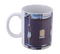 Sxhlseller Taza de café de Cerámica con Diseño de Tambor Vintage con Cuchara de Acero Inoxidable, Taza Humorística de 11 Oz para Bebidas Frías y Calientes, Diseño Artístico Negro (WHITE)